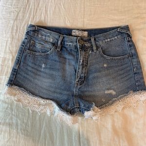 Free People Jean shorts with Lace Hem